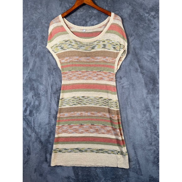 Margaret O'Leary Sweaters - Margaret O'Leary Sweater Tunic Dress Medium Striped Multicolor Linen Blend